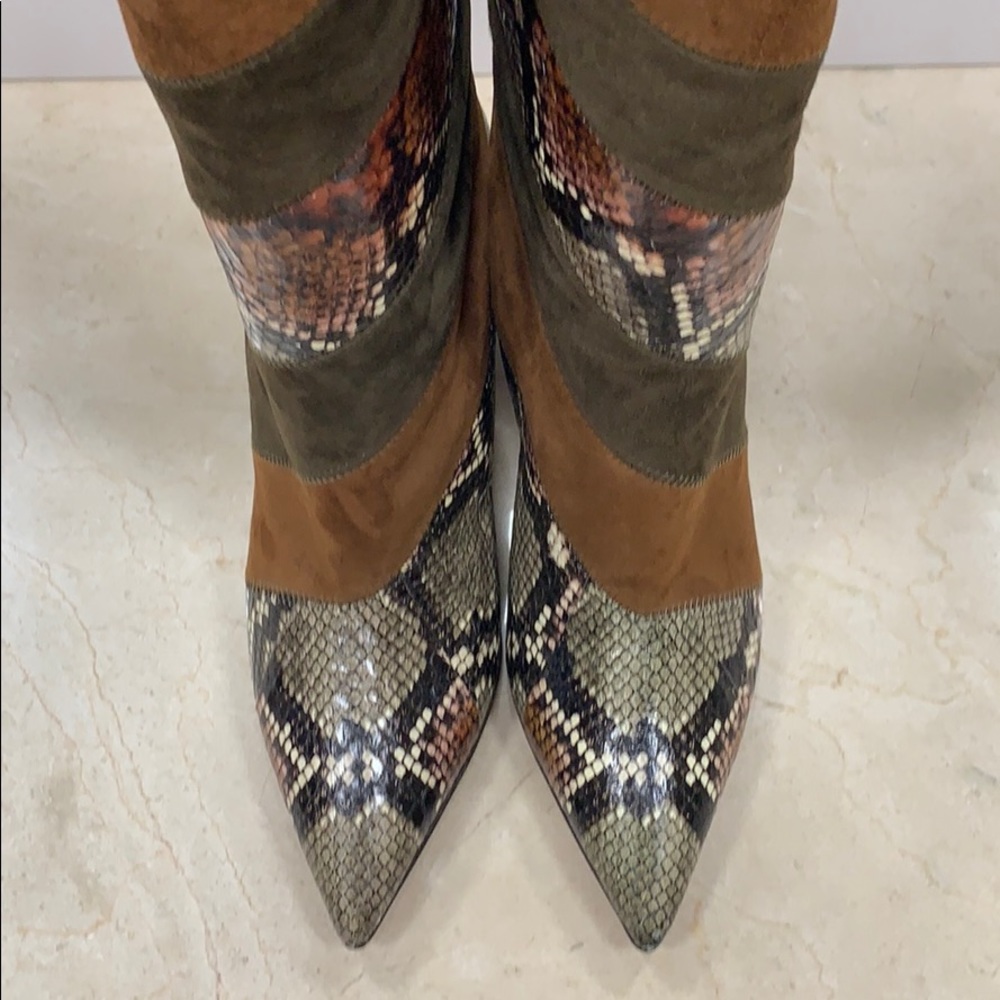 AQUAZZURA BOETTI BOOTS IN KENYA SNAKE AND SUEDE TALL BOOTS SIZE 8.5 - Picture 5 of 10